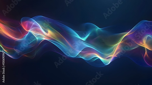 A holographic pattern of swirling liquid with multiple colors, creating an abstract and dynamic visual effect