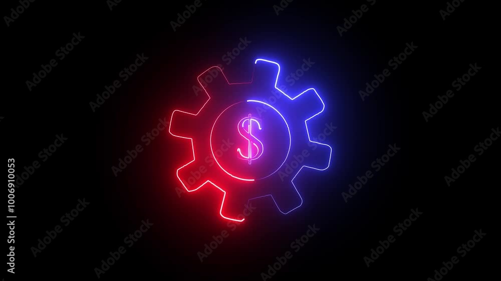 Neon tool icon animation background. Technology dollar icon symbol in background. Neon tool icon animation background. Technology dollar icon symbol in background.
