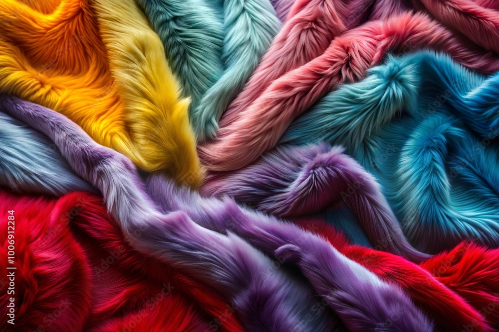 Vibrant fur fabric in various shades and textures Vibrant fur fabric in various shades and textures