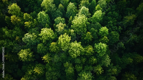 Dense forest of vibrant green trees