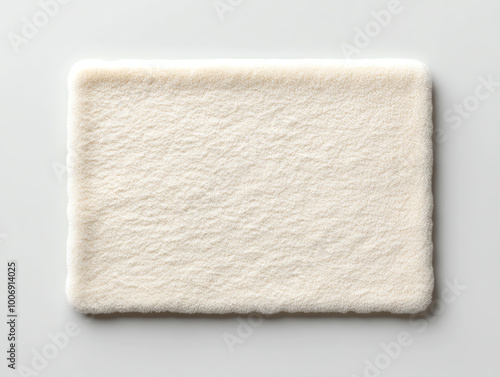 Textured, white rectangular surface on a light background, ideal for design use.