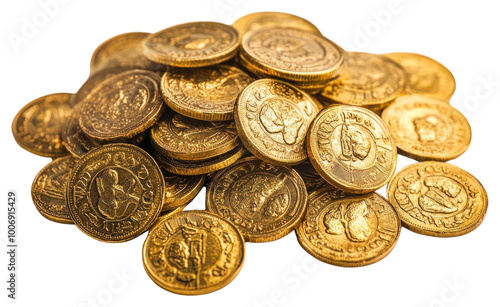 PNG Pile of gold coins treasure money pile. photo