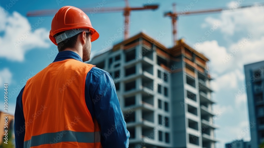 Construction Worker Overseeing Building Project Construction Worker Overseeing Building Project