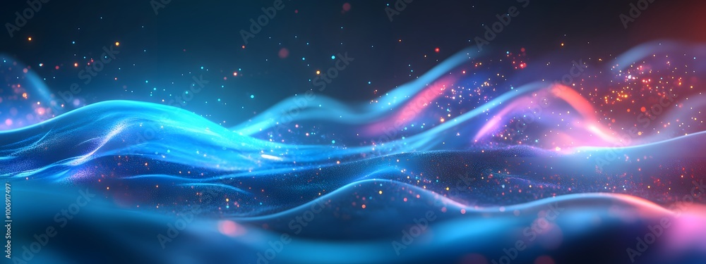 Fototapeta premium A holographic pattern of swirling liquid with multiple colors, creating an abstract and dynamic visual effect