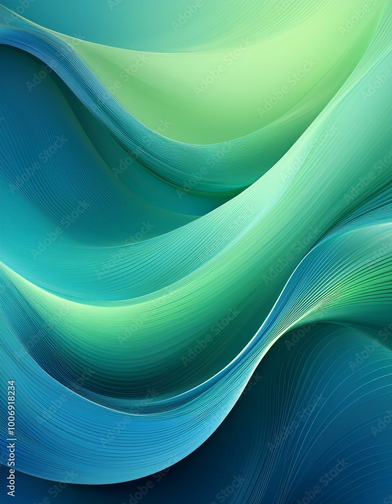 Fototapeta premium Abstract blue and green waves