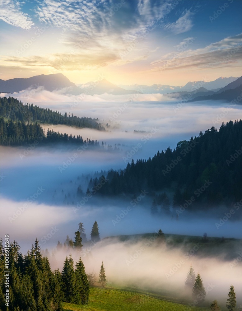 Fototapeta premium Misty mountain sunrise