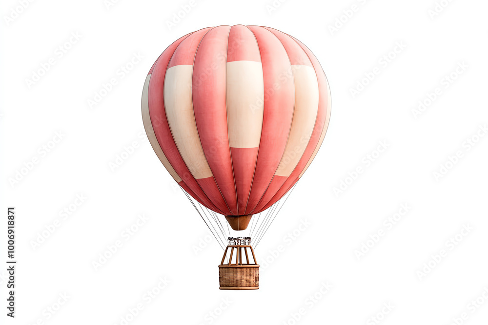 Fototapeta premium Vintage hot air balloon, white isolated background