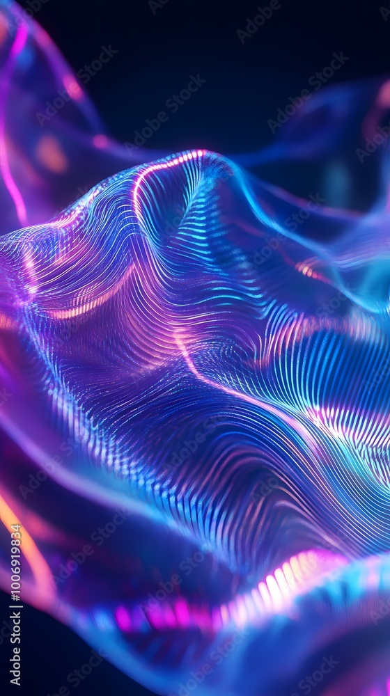 Fototapeta premium A holographic pattern of swirling liquid with multiple colors, creating an abstract and dynamic visual effect