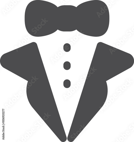 Tuxedo and bow black icon. Black tie party symbol