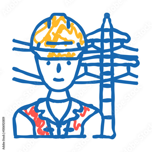 line installer repairer doodle icon sketch vector. line installer repairer sign. isolated symbol illustration