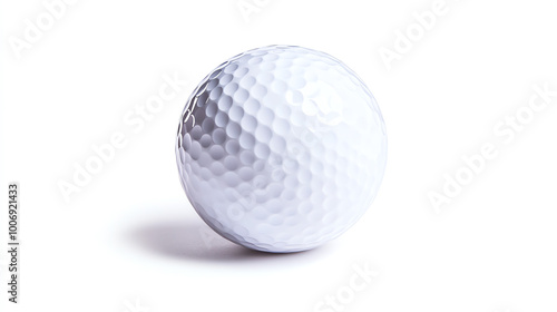 White golf ball isolated on white background, perfect for sports and leisure designs.