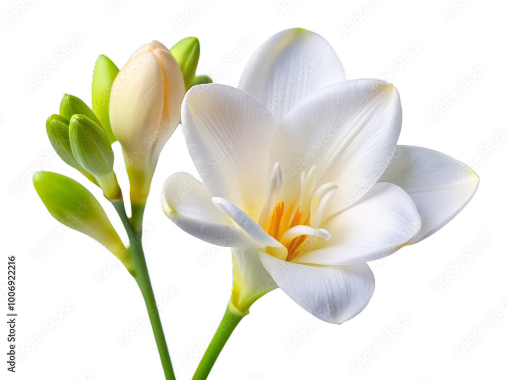 Elegant White Freesia Flower Isolated on Transparent Background Elegant White Freesia Flower Isolated on Transparent Background