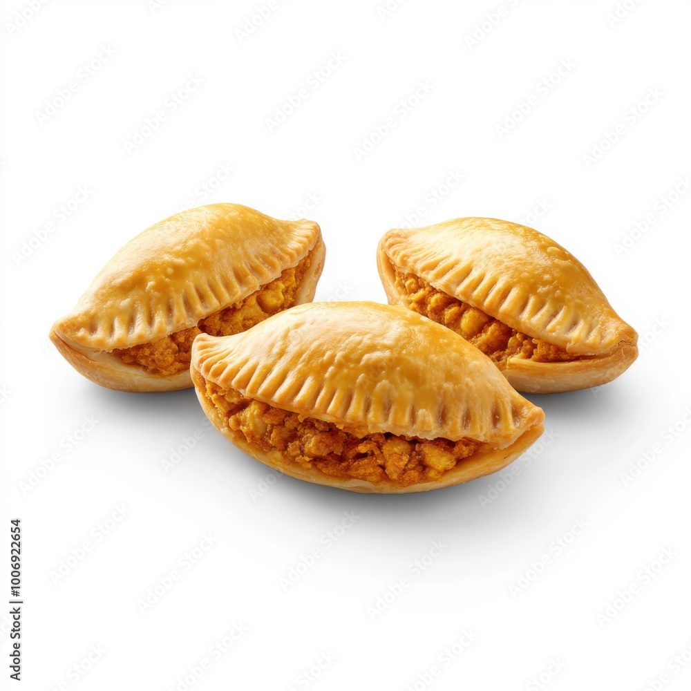 Savory Curry Puffs on White Background Savory Curry Puffs on White Background