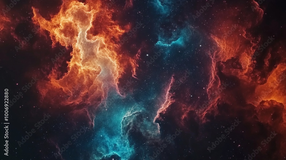 Cosmic Inferno: Fiery Nebula Ablaze in the Galactic Tapestry Cosmic Inferno: Fiery Nebula Ablaze in the Galactic Tapestry