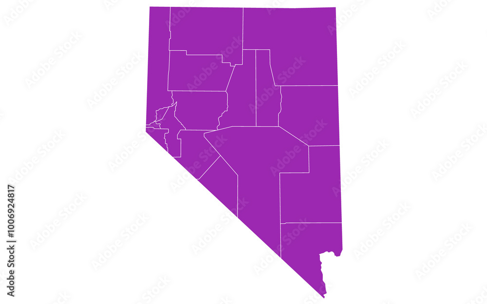 Fototapeta premium Nevada administrative map. counties map of Nevada, blank Map, empty map of Nevada