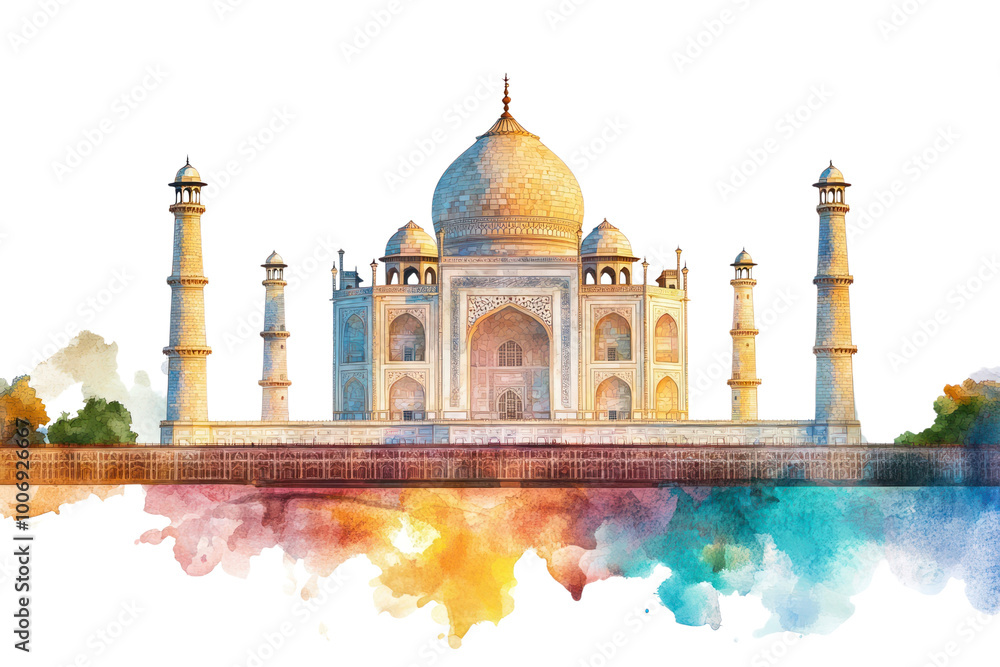 Fototapeta premium PNG Taj Mahal landmark architecture illustration.