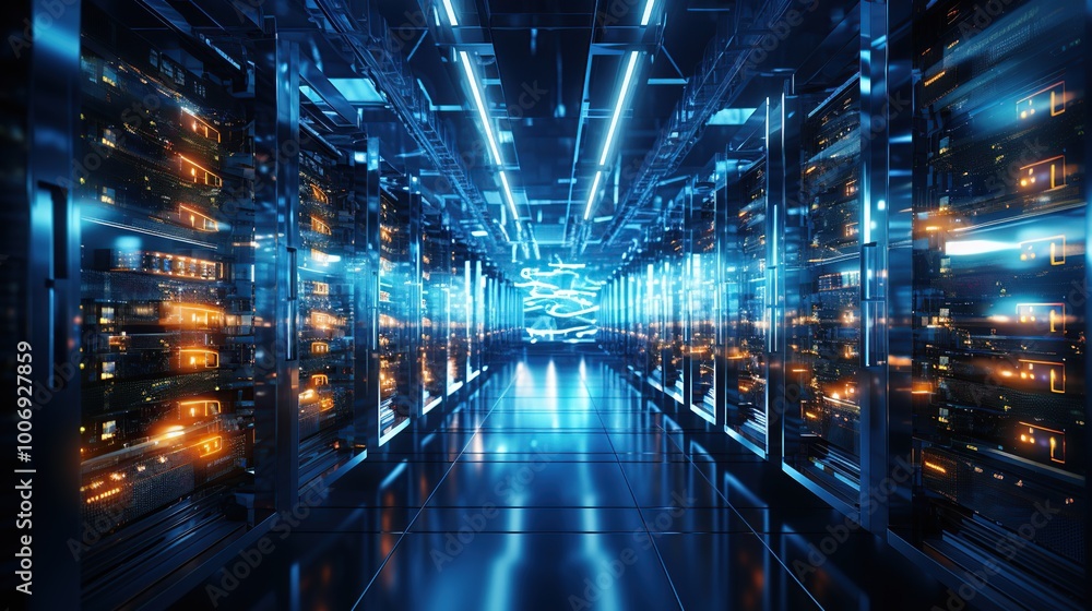 Connection network in servers data center room storage systems Connection network in servers data center room storage systems