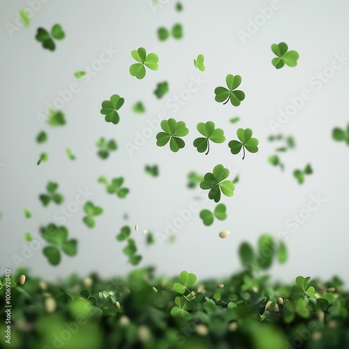 St. Patrick's Day background with clover leaves.