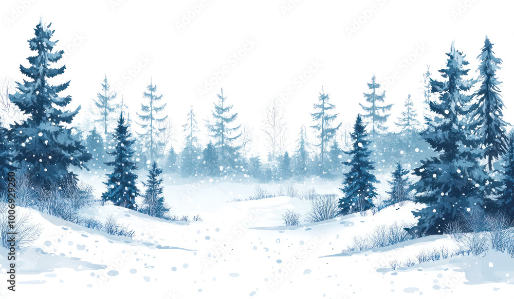 Naklejka premium PNG Winter Snowy Forest Landscape