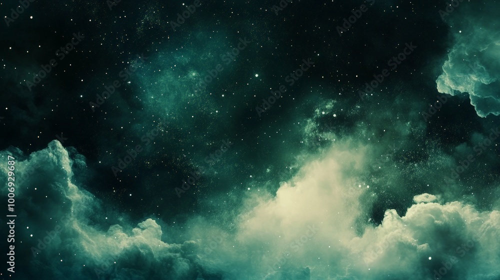 Obraz premium Mesmerizing Celestial Dreamscape: An Ethereal Night Sky Filled with Clouds and Stars