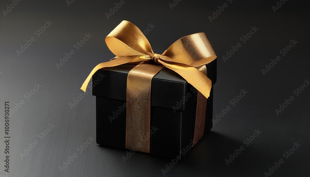 Elegant Black and Gold Gift Box with Satin Bow Elegant Black and Gold Gift Box with Satin Bow