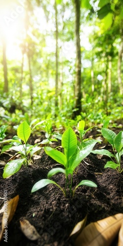 Wallpaper Mural Lush Green Plant Seedlings Growing In The Forest Torontodigital.ca