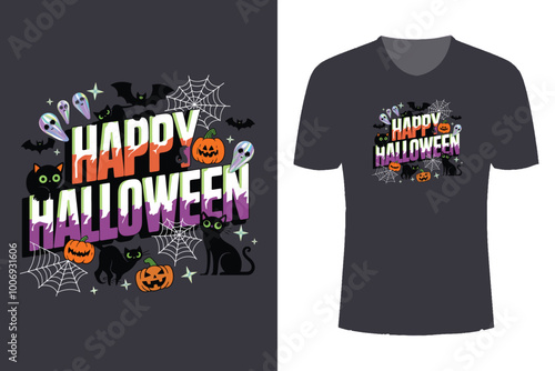 Halloween t shirt design by ai illustrator.