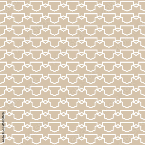 Geometric seamless pattern. White lines on beige background. Vector illustration for textile fabric wallpaper wrapping paper, design.