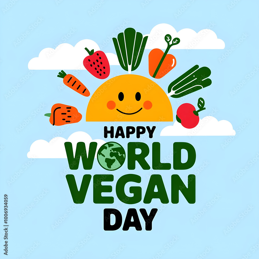 Fototapeta premium Pure and Plant-Based, Happy World Vegan Day Logo Design, food, burger, hamburger, restaurant, label, pizza