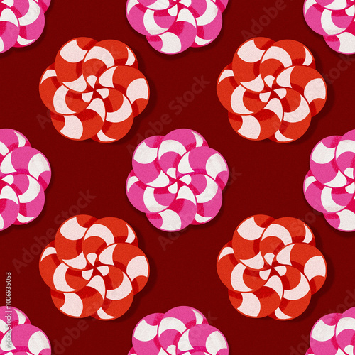 Pink swirl candies.  Samless pattern. Illustration with texture and noise photo