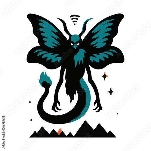 Spooky Cryptid Monster Vector Design Element: Eerie Graphic for Mythical Creature Illustrations