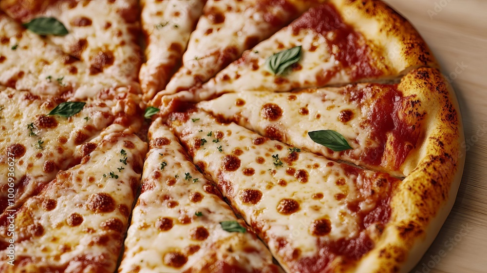 Detailed pizza texture, cheese bubbles, herb accents, 3D illustration Detailed pizza texture, cheese bubbles, herb accents, 3D illustration