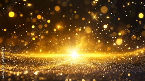 golden sparkle burst energy sparke glitter background design  photo