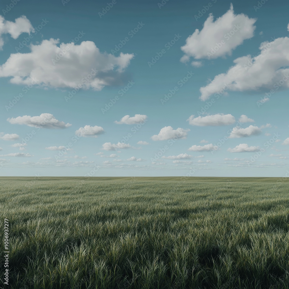 vast field of green grass stretches under cloudy blue sky, creating serene and tranquil landscape. gentle movement of grass adds to peaceful atmosphere vast field of green grass stretches under cloudy blue sky, creating serene and tranquil landscape. gentle movement of grass adds to peaceful atmosphere
