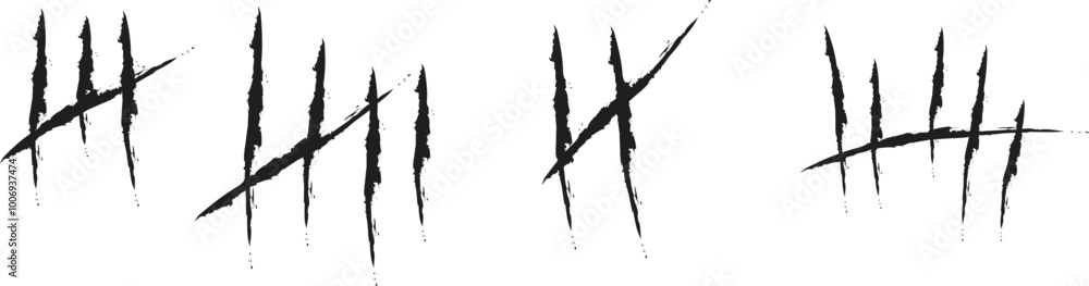 Fototapeta premium Tally mark number lines. Hand drawn sticks for counting time.vector eps10