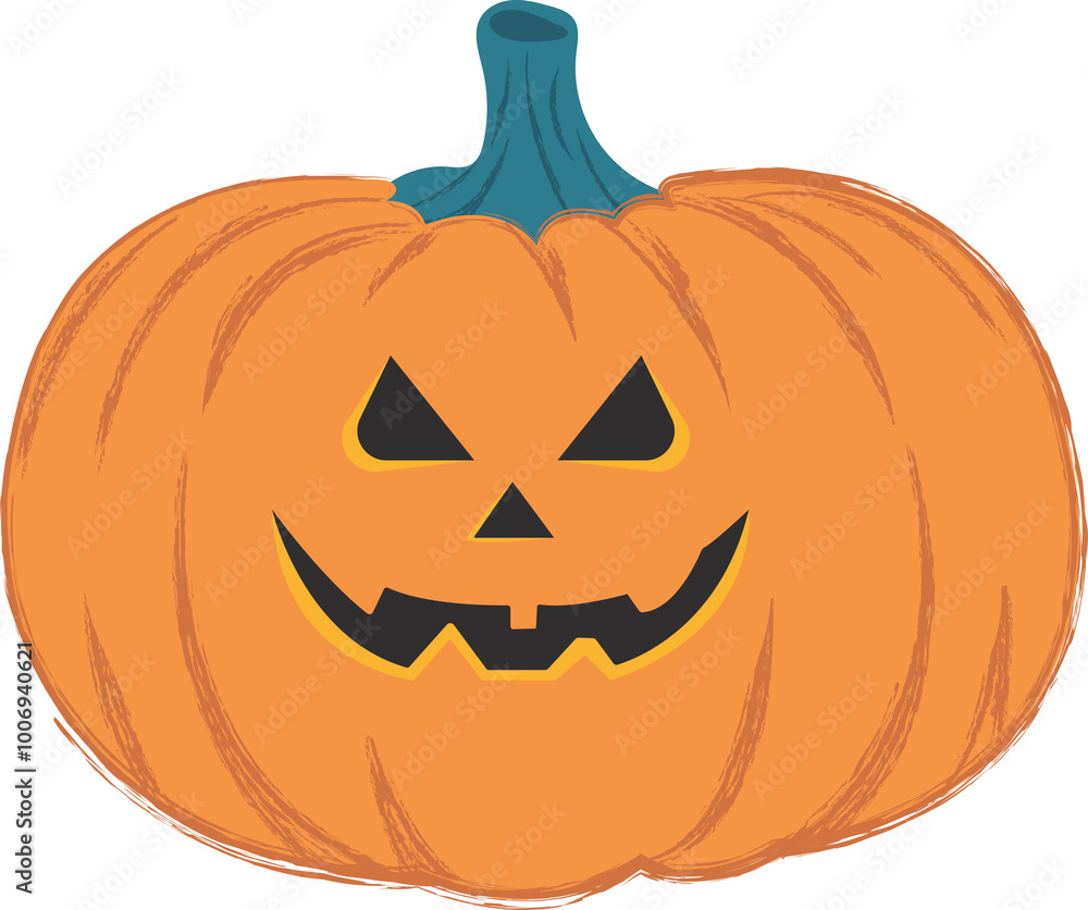 Halloween Pumpkin Illustration with Spooky Face on Transparent Background Halloween Pumpkin Illustration with Spooky Face on Transparent Background