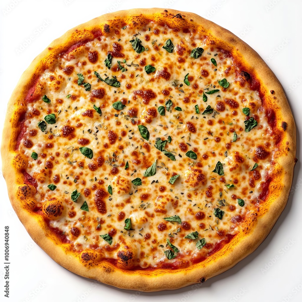 Margarita pizza herbs, detailed cheese texture, crispy edges, 3D illustration Margarita pizza herbs, detailed cheese texture, crispy edges, 3D illustration
