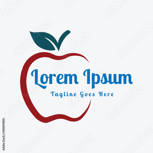 Simple Minimalist Apple Fruit Line Style Logo Design