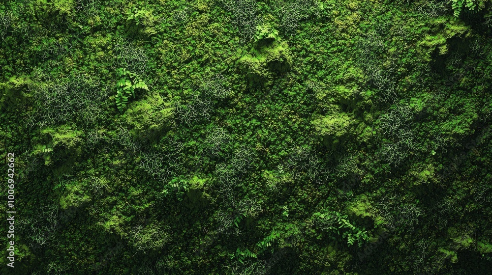 Textured surface with moss as background, top view. Green moss texture Textured surface with moss as background, top view. Green moss texture