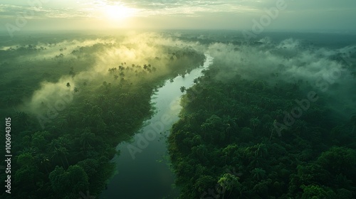 Wallpaper Mural show a beatuful fly over the congo, awe inspiring, cinematic, uplifting  Torontodigital.ca