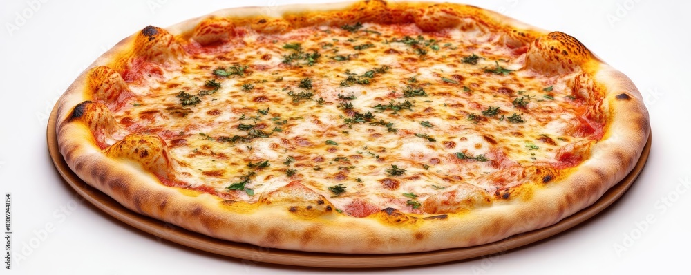 Margarita pizza herbs, sizzling cheese, soft crust, 3D illustration Margarita pizza herbs, sizzling cheese, soft crust, 3D illustration