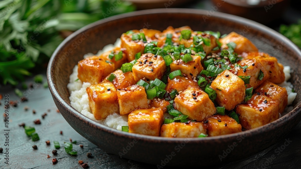 Spicy Tofu with Rice and Green Onions Spicy Tofu with Rice and Green Onions