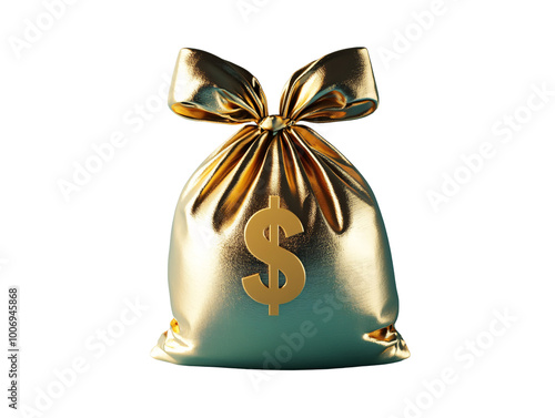 a gold bag with a dollar sign photo