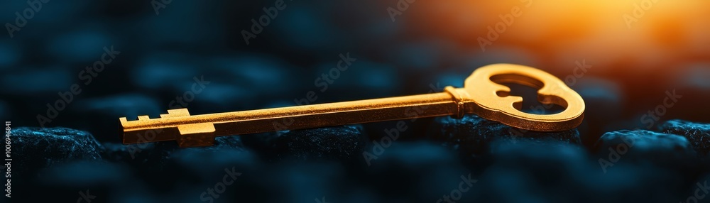 A close-up of a golden key resting on a textured surface, illuminated by soft light, symbolizing unlocking potential or secrets. A close-up of a golden key resting on a textured surface, illuminated by soft light, symbolizing unlocking potential or secrets.