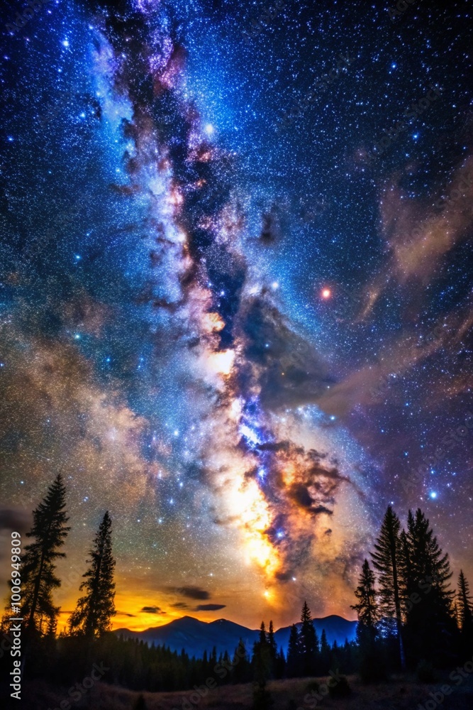 Fototapeta premium Night sky with stars and clouds