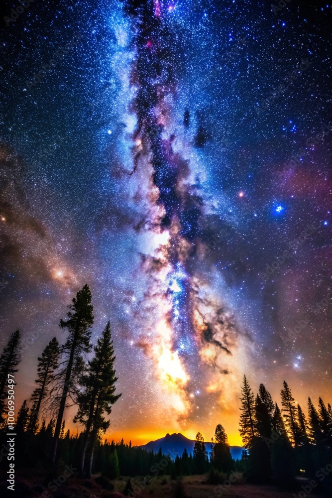 Fototapeta premium Night sky with stars and clouds