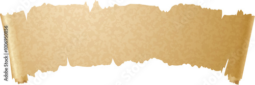 Curved old parchment banner. Brown vintage paper