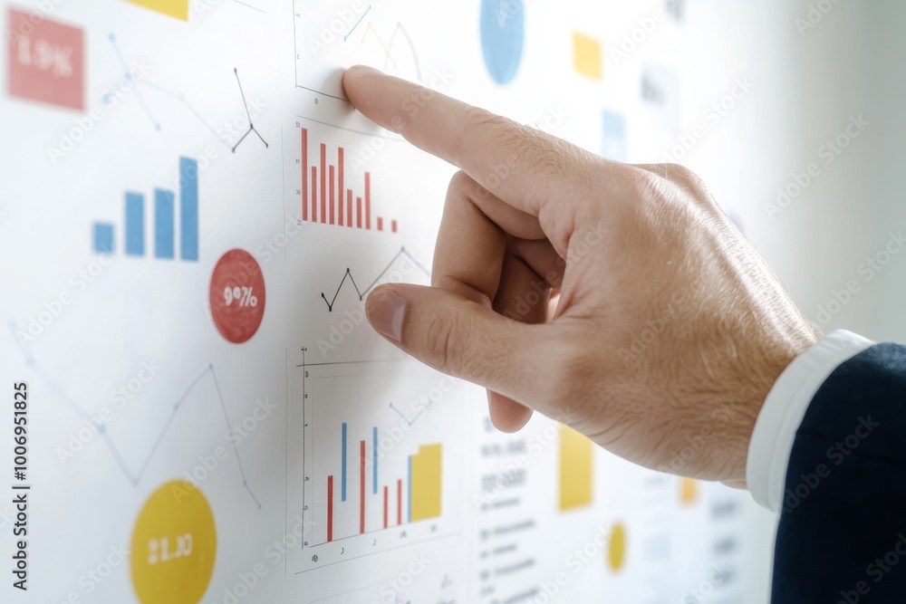 A leader pointing at a whiteboard filled with graphs, charts, and ideas, guiding their team through a brainstorming session A leader pointing at a whiteboard filled with graphs, charts, and ideas, guiding their team through a brainstorming session