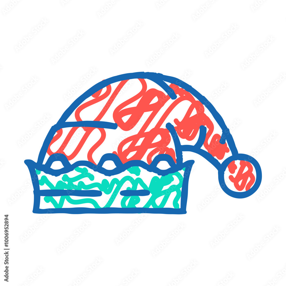 Obraz premium hat elf christmas xmas doodle icon sketch vector. hat elf christmas xmas sign. isolated symbol illustration