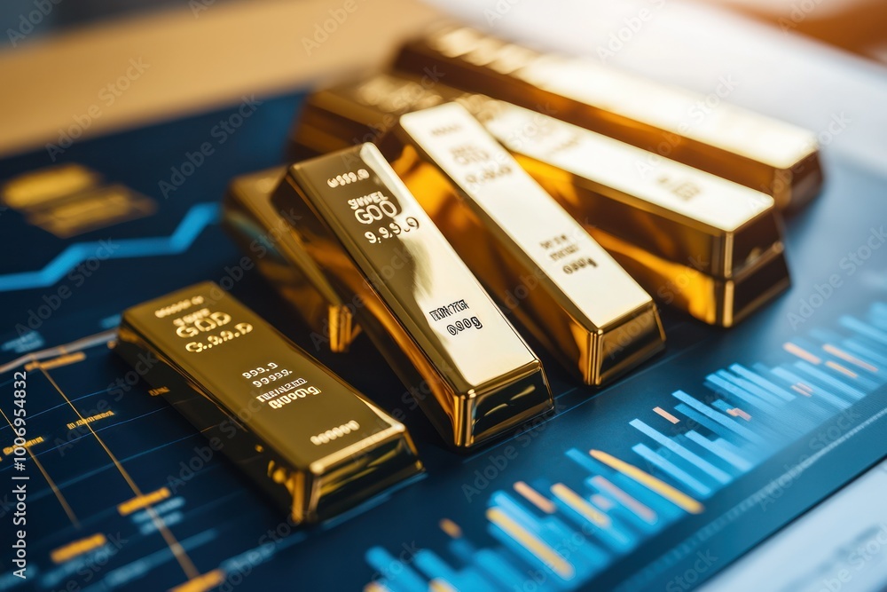 Collection of Gold Bars on Dark Surface Collection of Gold Bars on Dark Surface